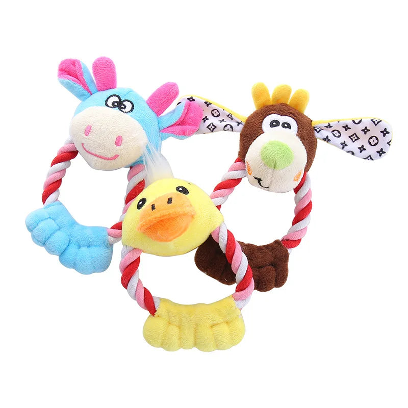 Soft Fleece Plush Toys for Dogs and Cats with Cotton Rope