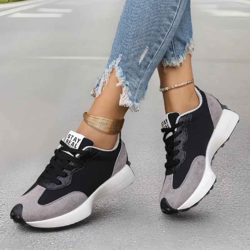 Women Lace Up Platform Sneakers for Autumn Walking