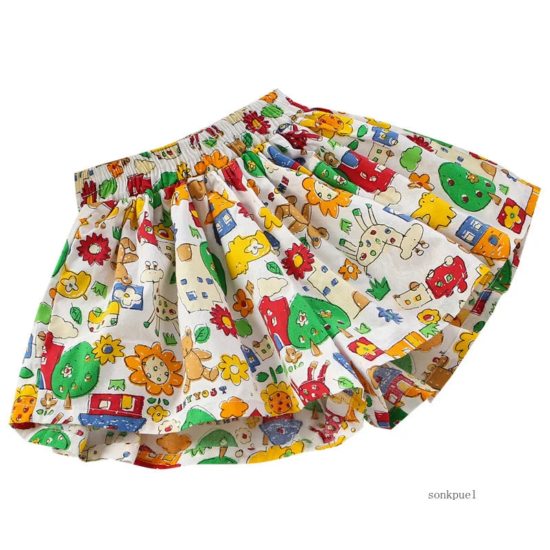 Cute Summer Cotton Girls Skirt Shorts for Kids 4-6Y