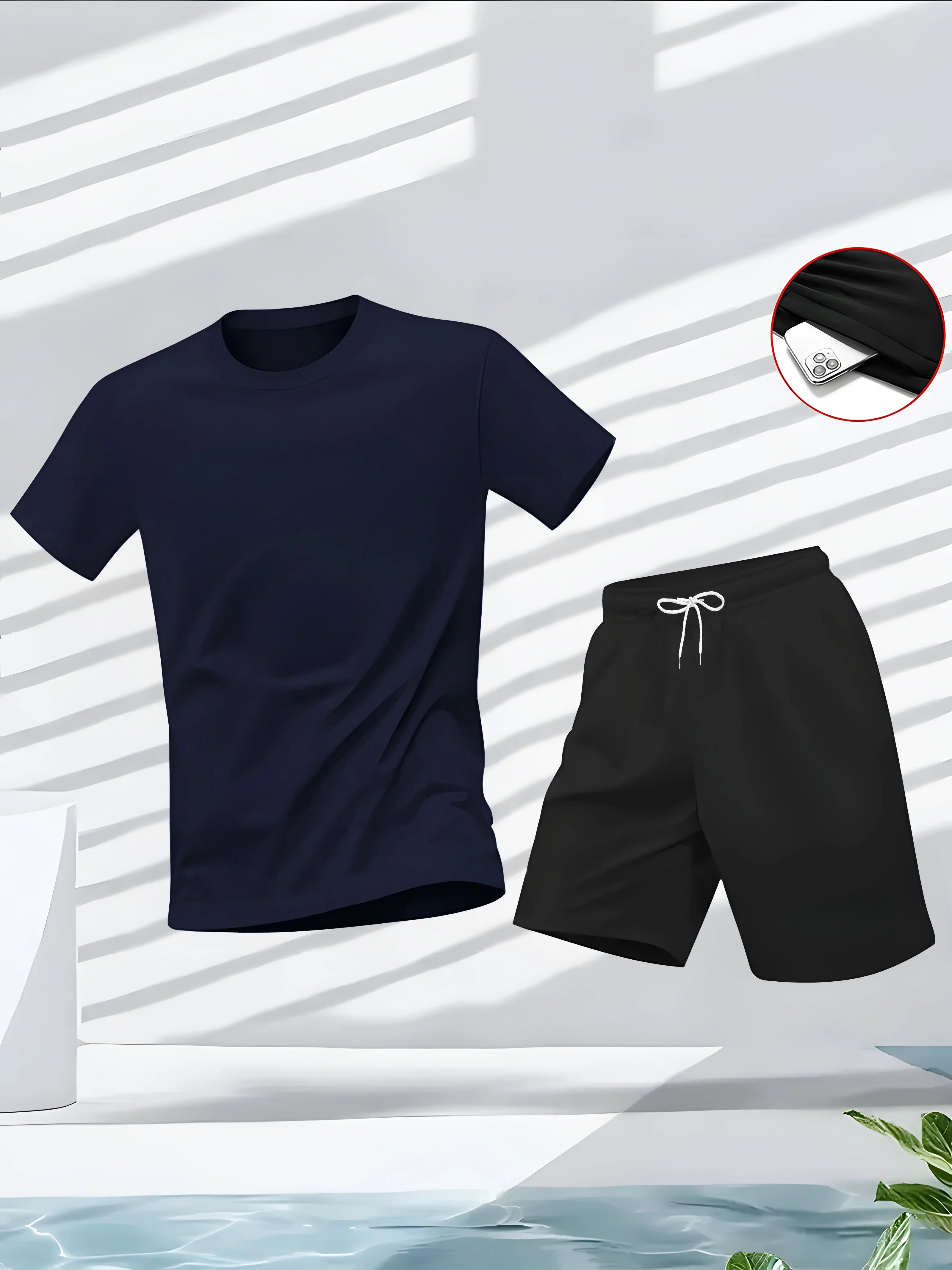 Men's Casual 2pcs Suit Set for Summer Sports Activities
