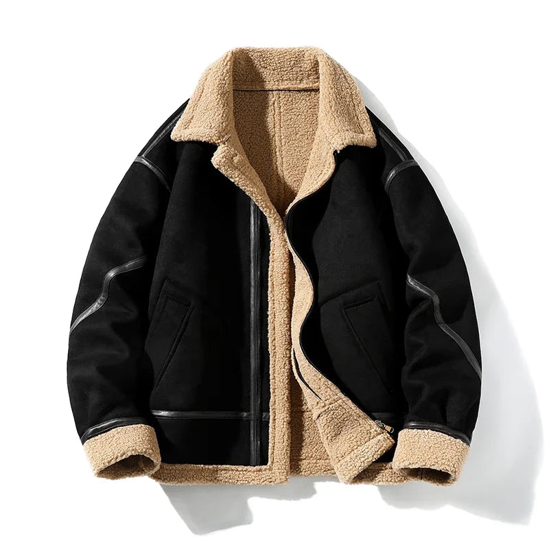 Fleece Cashmere Outwear Parka Casual Jacket Fashion parkas Men Brand Clothing Lamb wool Parka Male Casual Jacket Windbreaker