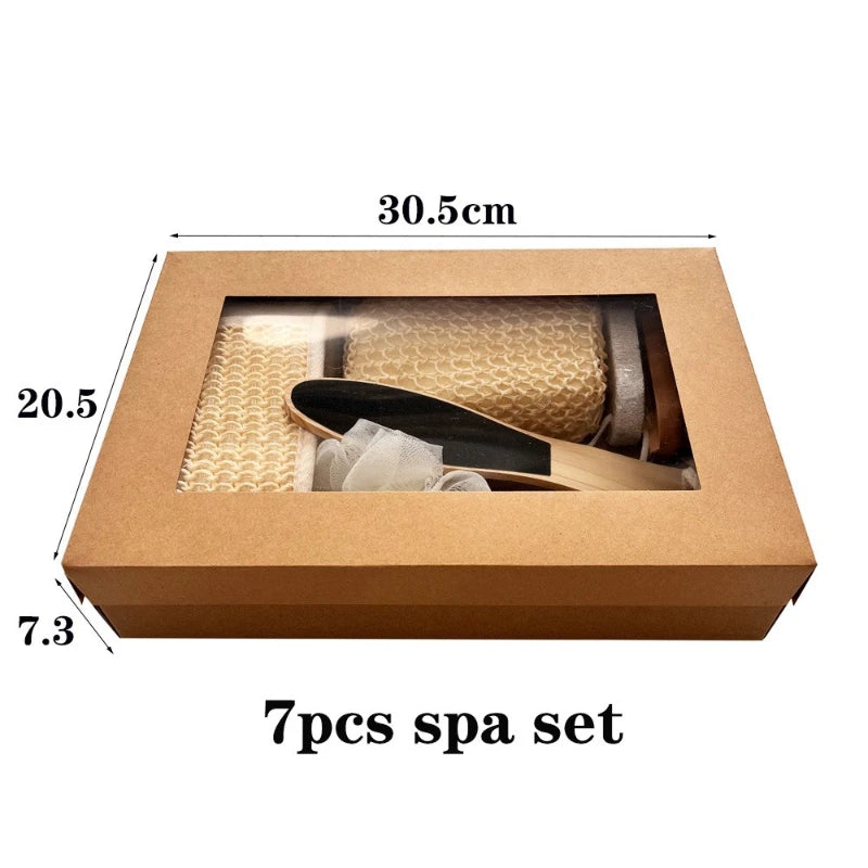 Sisal Bath Set with Towel, Brush and Grindstone Gift Box