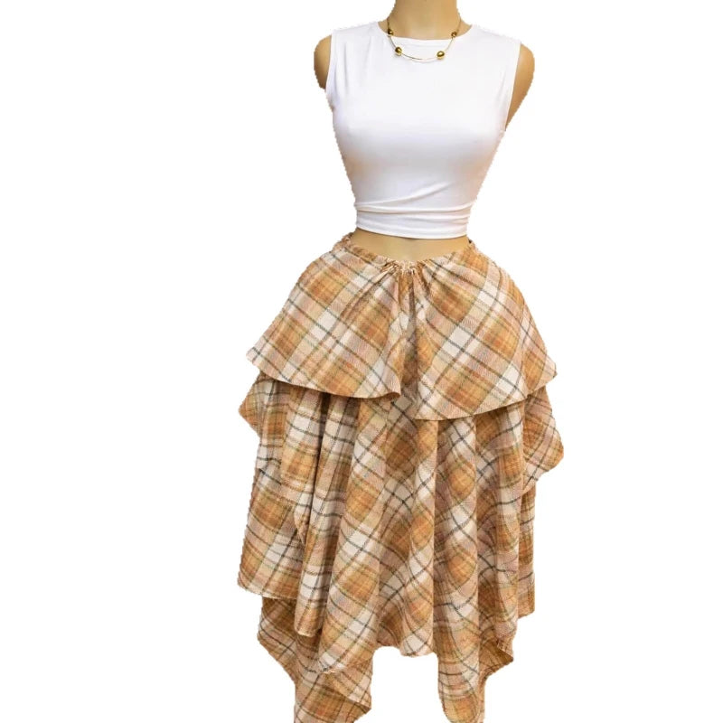 A-Line Mid Length Skirt for Women in Polyester Casual Style