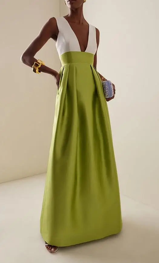 Elegant Deep V-Neck Sleeveless Party Dress for Women