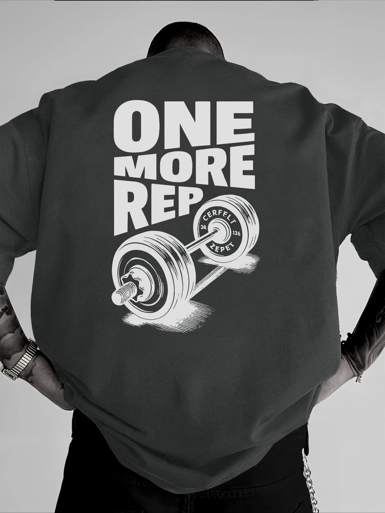 Men's T-Shirt Vintage Funny Gym Workout ONE MORE REP Weightlifting Women Streetwear Cotton Oversized Tees Short Sleeve Loose Top