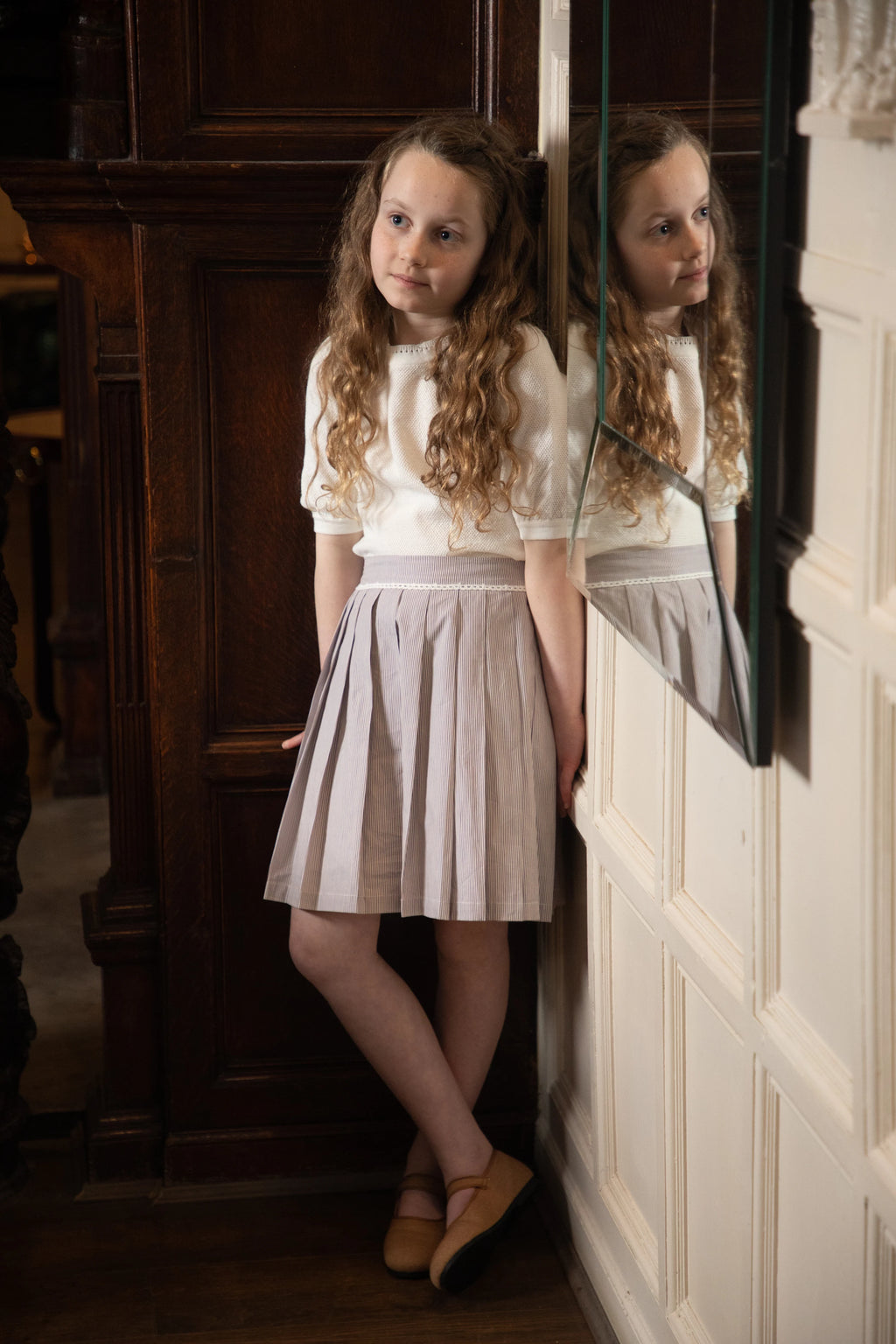 Clibeso Girls Striped Cotton Skirt for Summer Casual Wear