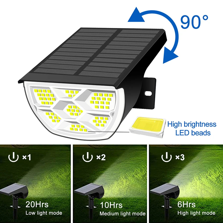 72 LED Solar Landscape Spotlights with IP65 Waterproof Design