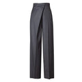 Gray High-Waisted Straight-Leg Wool Pants for Women