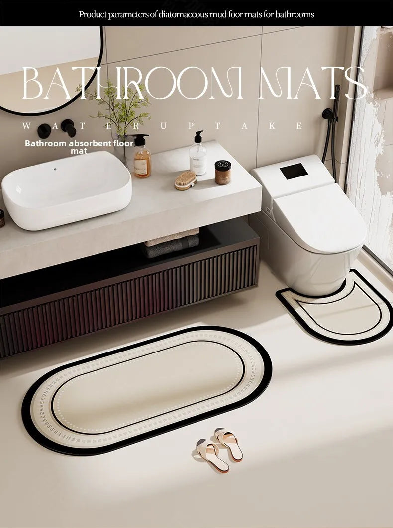 Diatom Mud Bathroom Floor Mat Set - Waterproof and Non-Slip