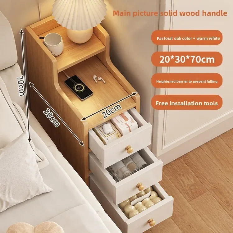 Modern Minimalist Narrow Bedside Table for Bedroom Use