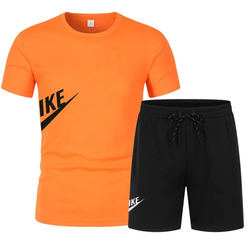 Men's Breathable Polyester Summer T-Shirt and Shorts Set