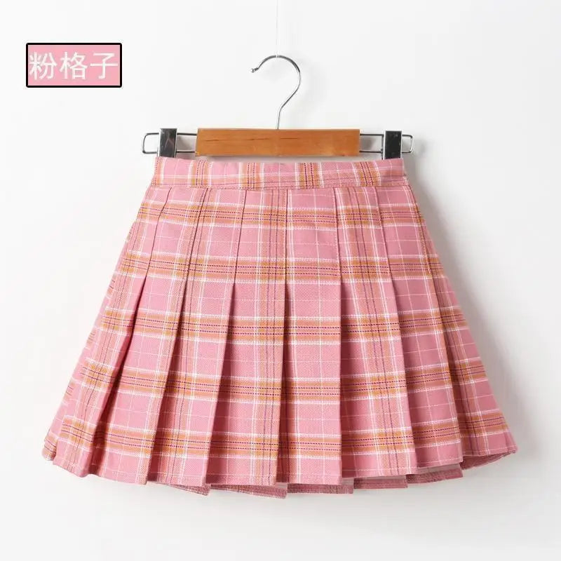 Vintage Plaid Pleated Skirt for Girls Ages 7-13