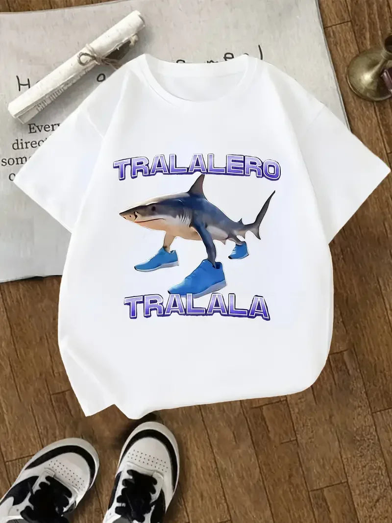 Kawaii Brainrot T-Shirt for Kids with Animal Print