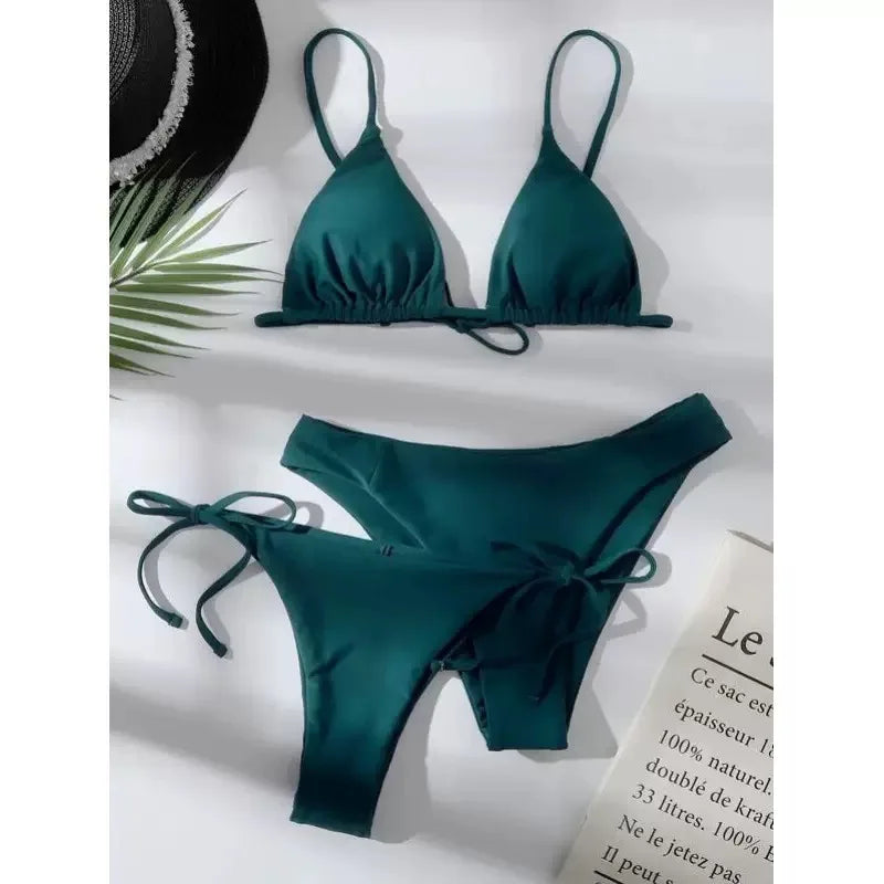Women’s Push Up Bikini Set with Adjustable Straps and 2 Bottoms