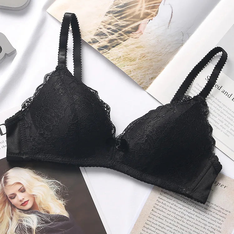 Seamless Wire Free Push Up Bra for Women in Black and White