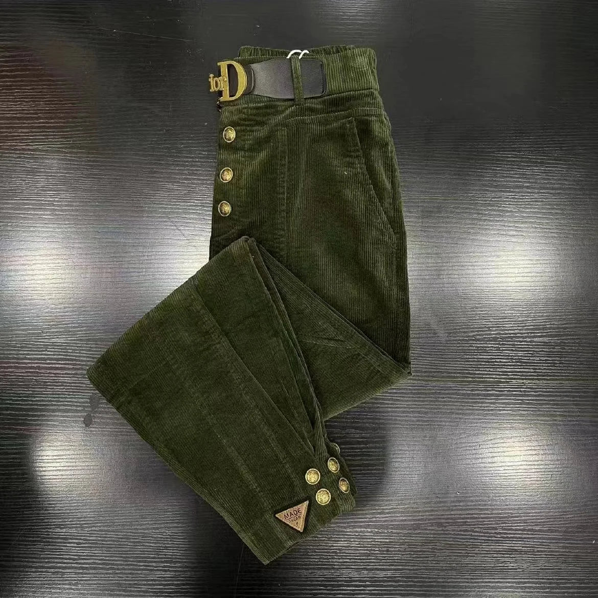 Women's Corduroy Harem Pants in Solid Color for Casual Wear
