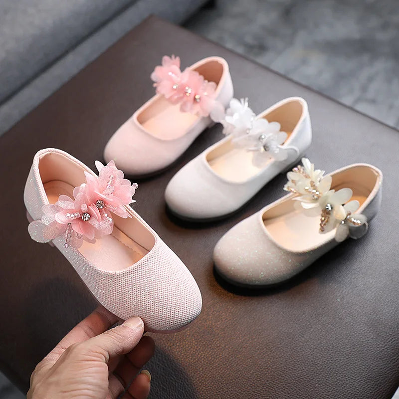 Kids Leather Princess Sandals for Wedding and Parties