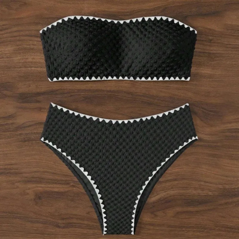 White 2 Piece Bandeau Swimsuit for Women by MALEY LifeStyle