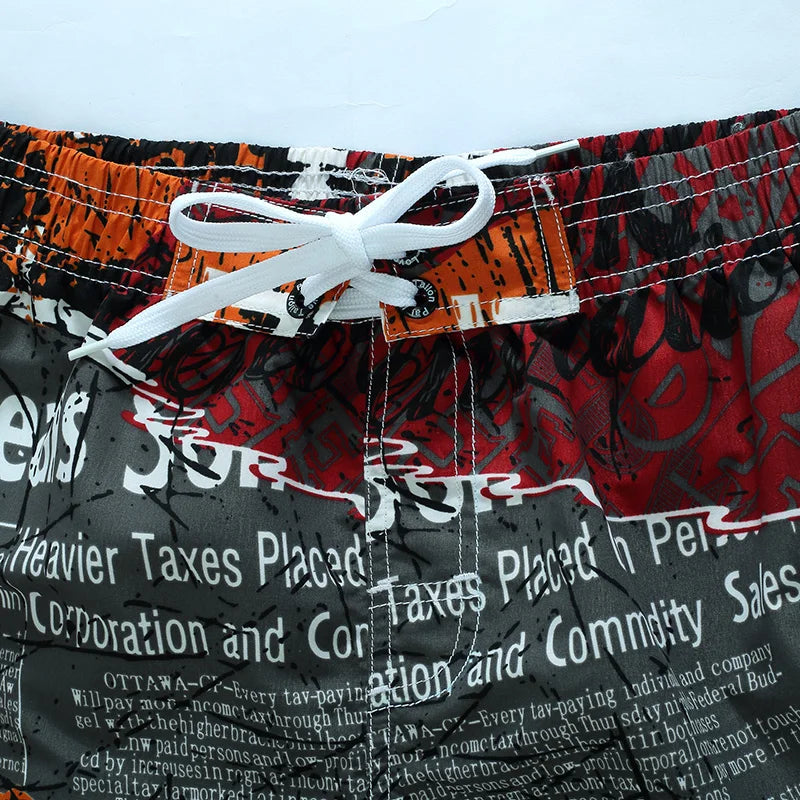 Men's Quick Dry Print Swim Trunks for Summer Beach Wear