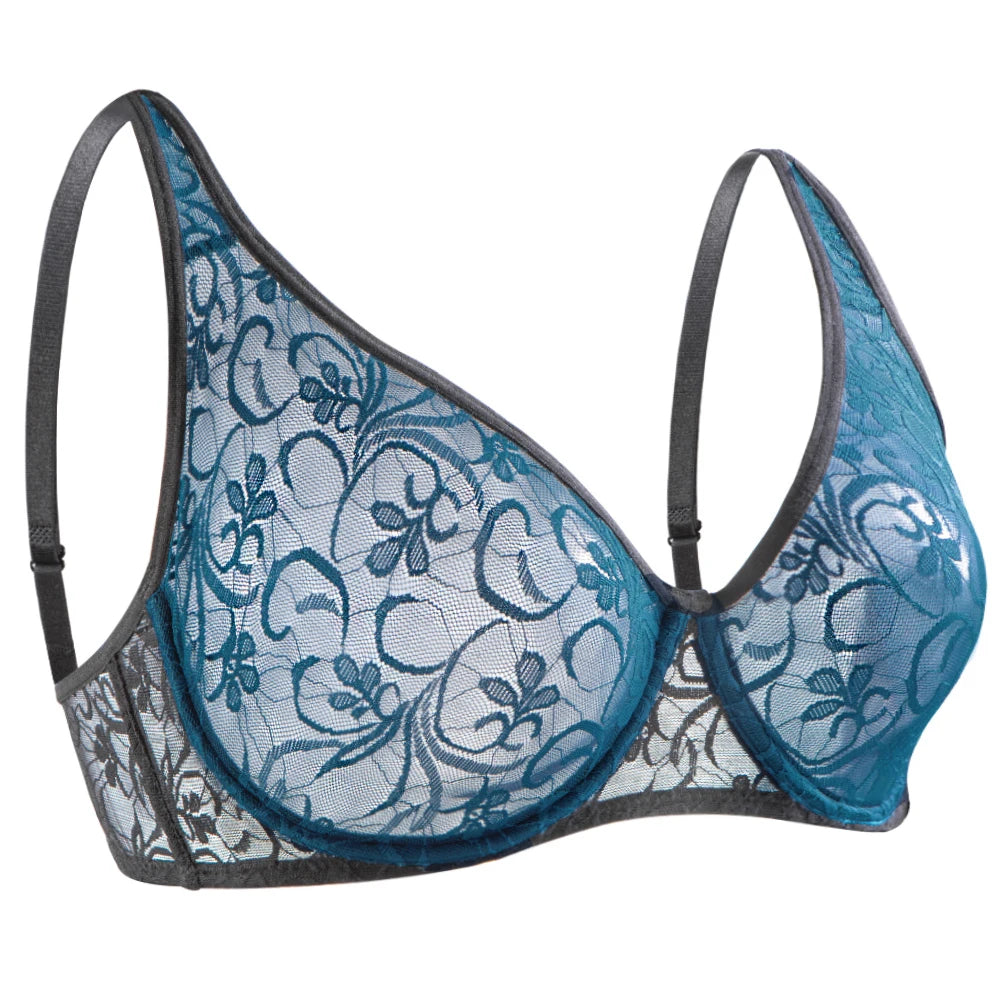 Lace Underwire Bra for Women with Embroidery and Hollow Out Design