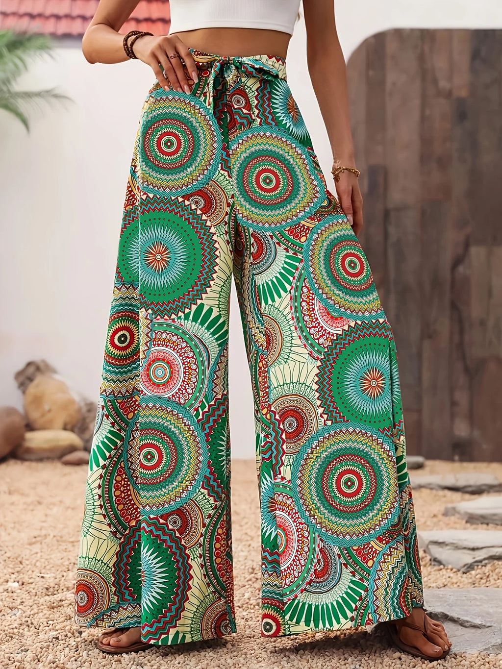 Printed Wide Leg Pants for Women by MALEY LifeStyle