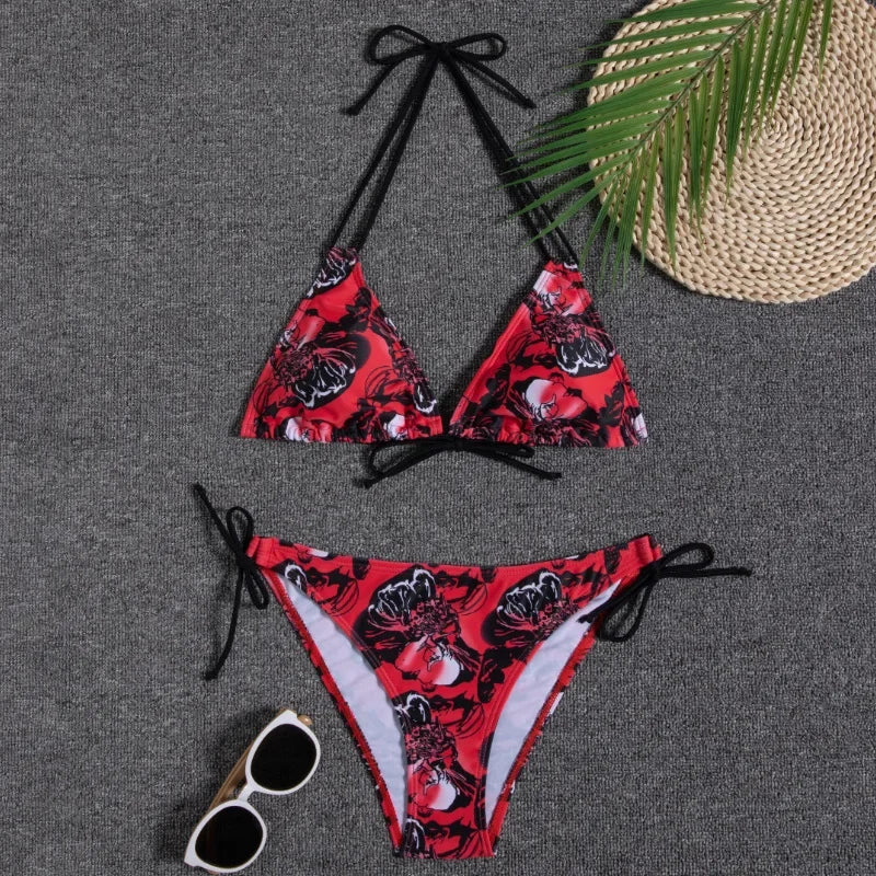 Floral Print Push Up Bikini Set for Women in Polyester Blend