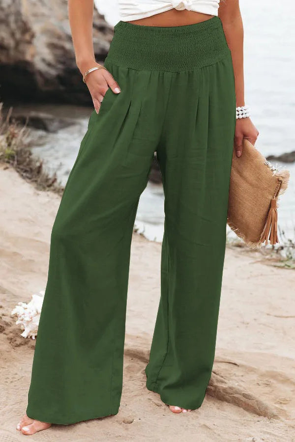 Women's Wide Leg Beach Pants with Drawstring for Summer