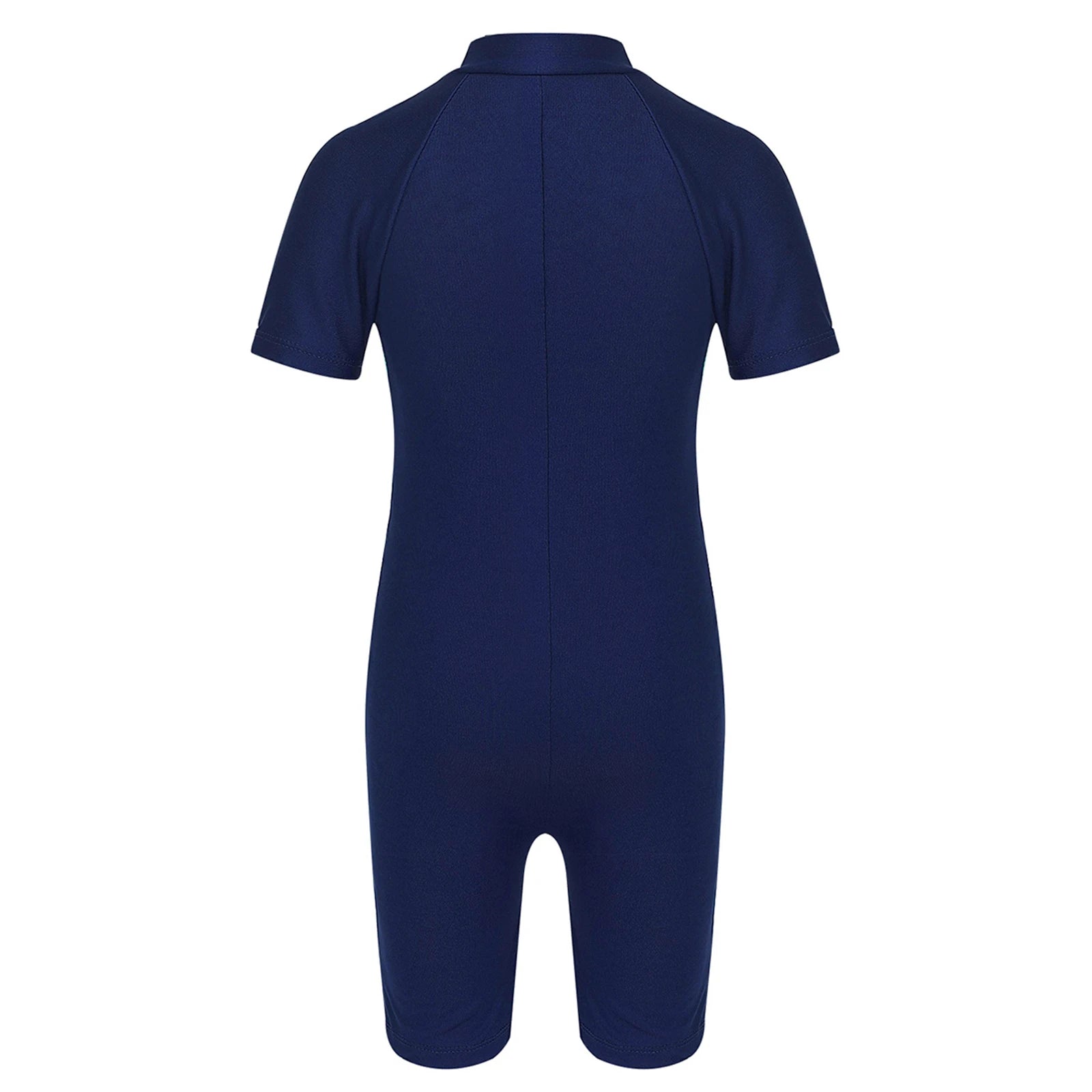 Girls Short Sleeve Wetsuit Swimsuit with Zippered Closure