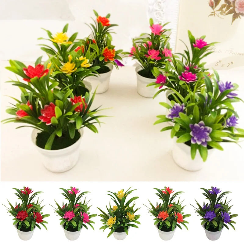 Artificial Plastic Flower Pot for Home and Office Decor