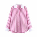 Elegant Women's Color Block Blouse in Durable Polyester