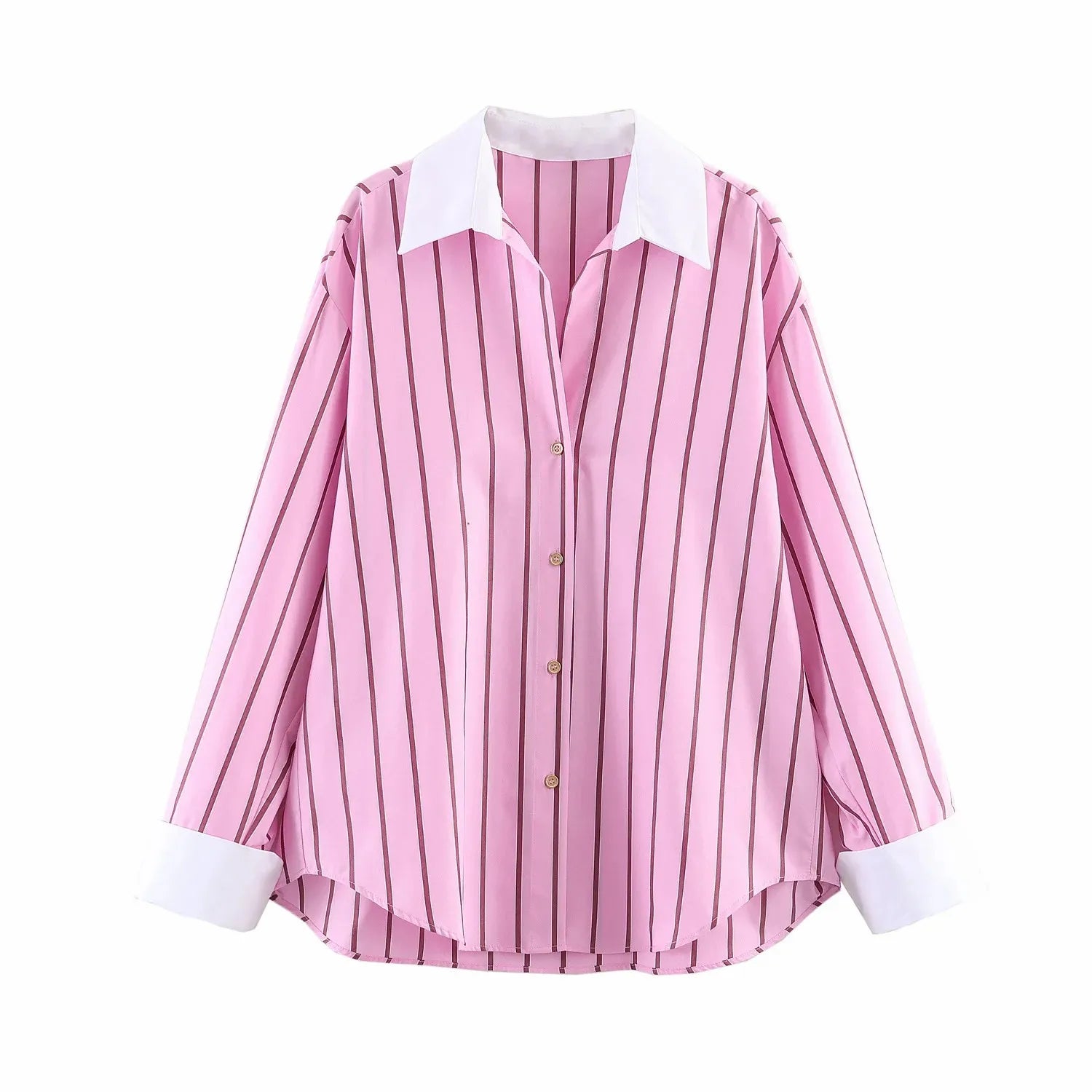 Elegant Women's Color Block Blouse in Durable Polyester