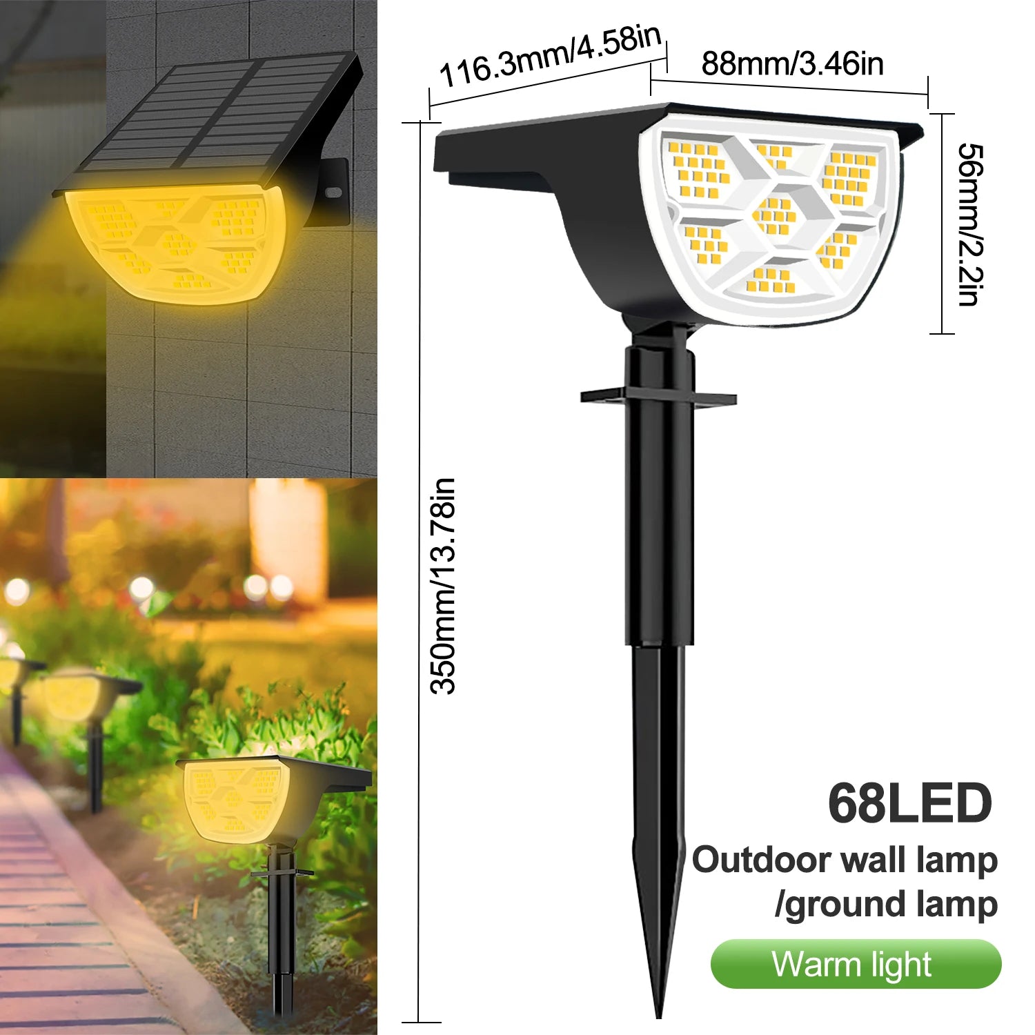 72 LED Solar Landscape Spotlights with IP65 Waterproof Design