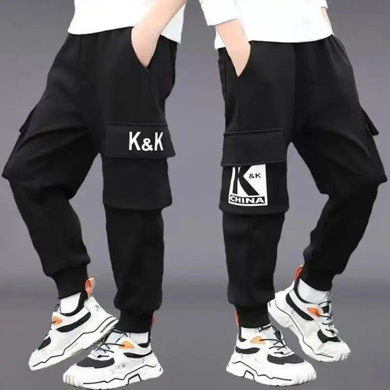 Boys' Cargo Pants 2024 Spring Autumn Cotton Polyester Workwear