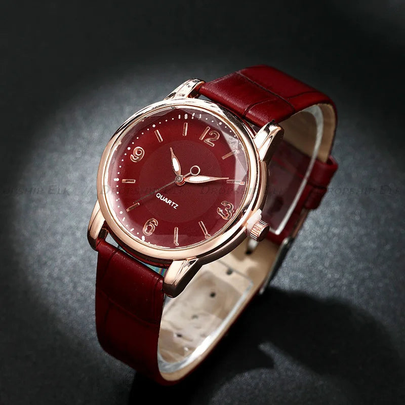Luxury Women's Quartz Leather Watch with Alloy Case