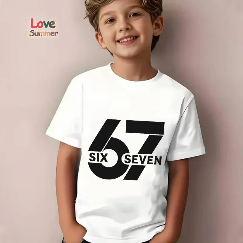 Boys Casual Cotton T-Shirt 67 Number Print for Ages 4-6