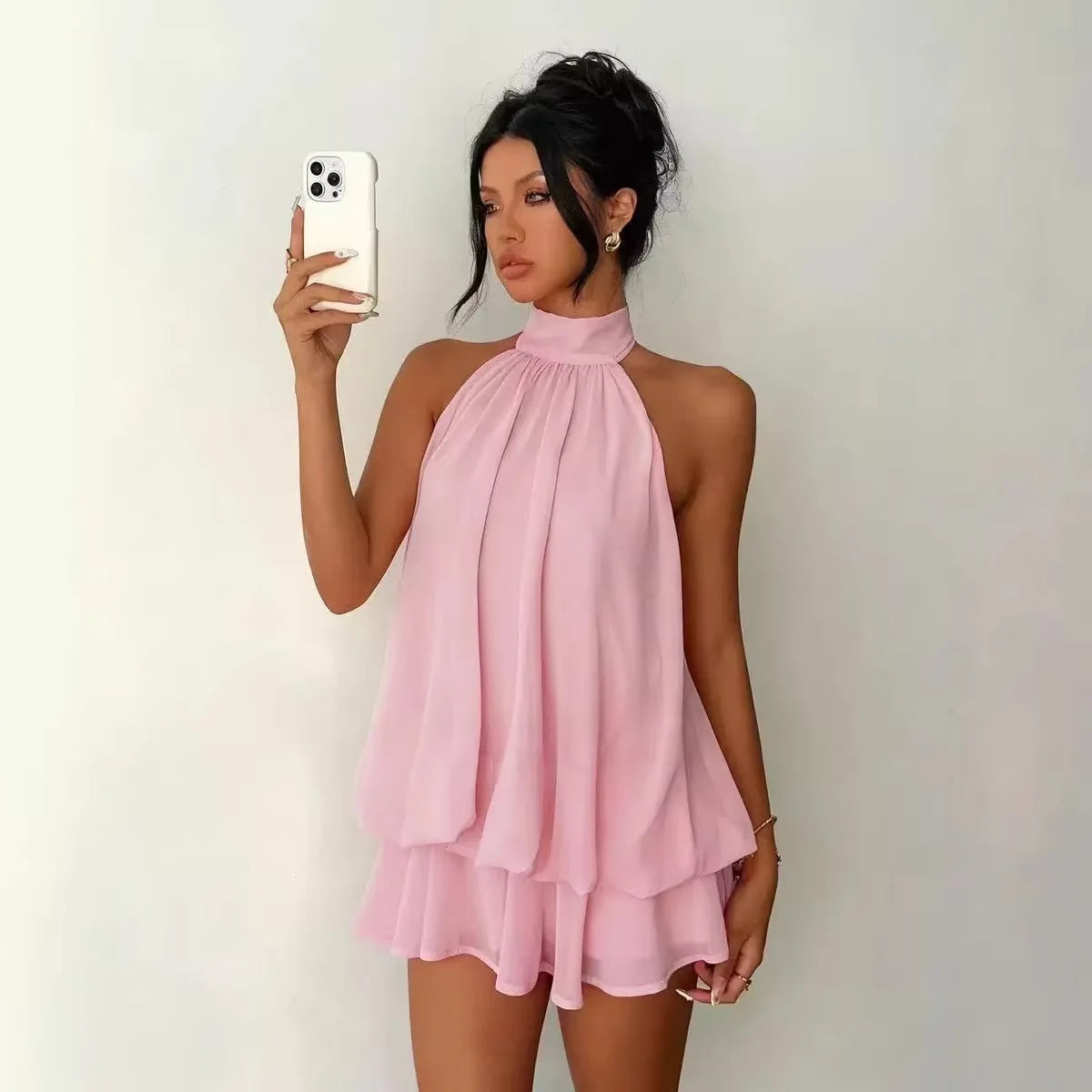 Elegant Women's A-line Beachwear Dress in Polyester