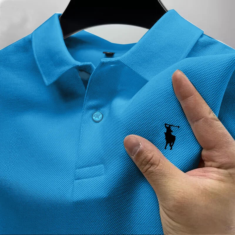 Men's Polo shirt with multiple color options.Small horse print collar short-sleeved T-shirt. Business casual breathable golf top