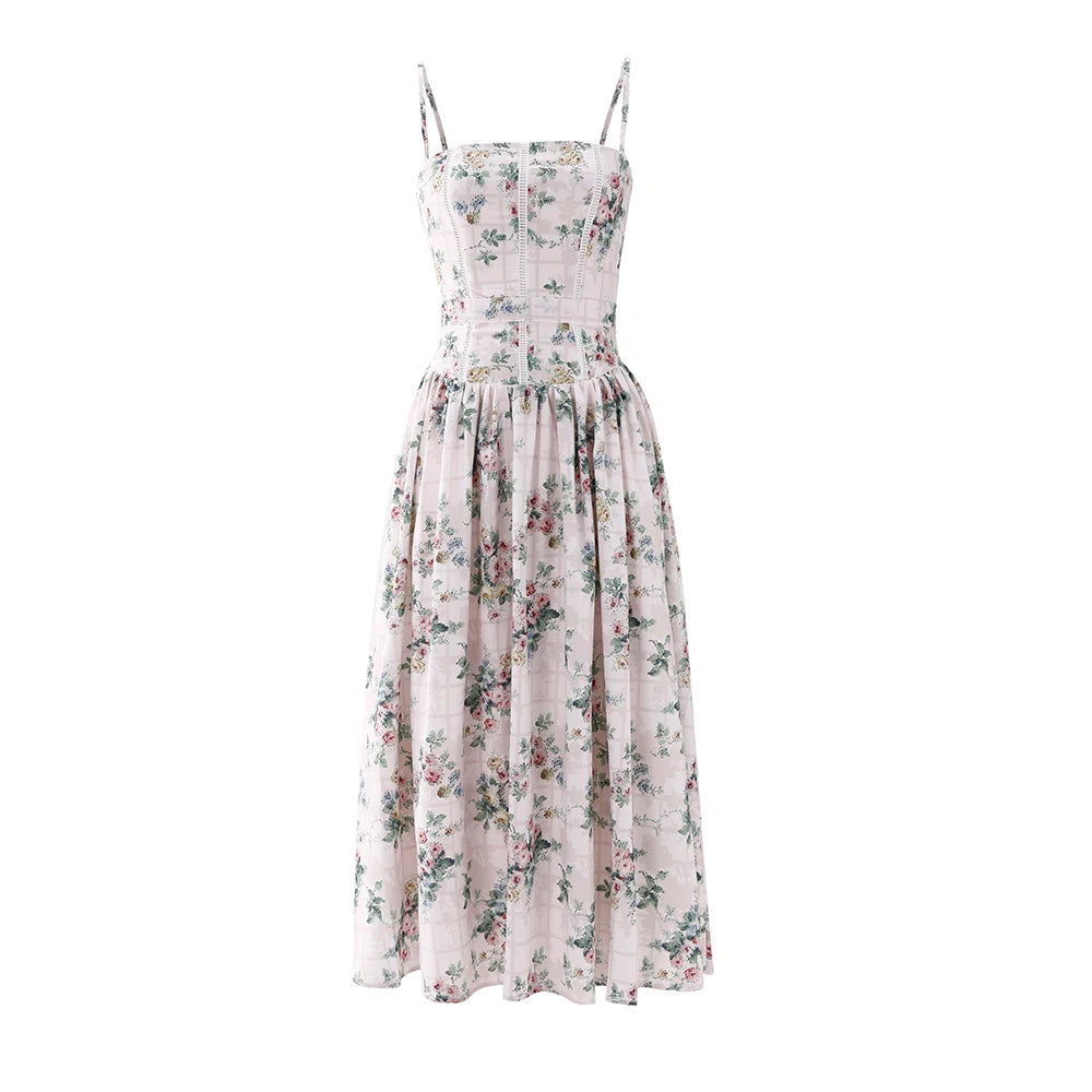 Suninheart Women's Midi Floral Print Dress for Summer 2025