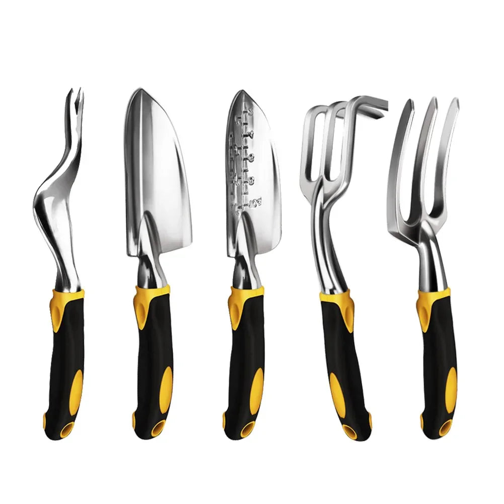 Ergonomic Garden Tool Set with Iron Trowel and Rake