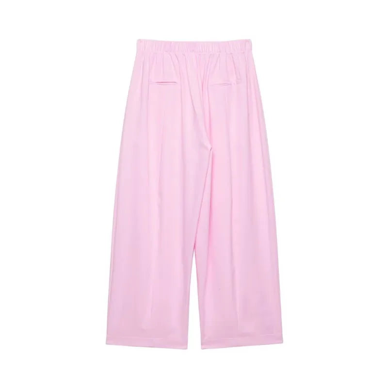 Chic Women's Mid Waist Pants Set with Lapel Collar