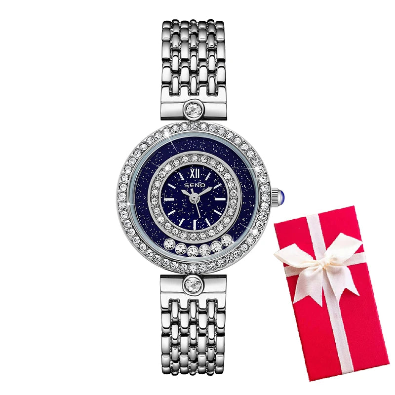 Luxury Silver Quartz Bracelet Watch for Women