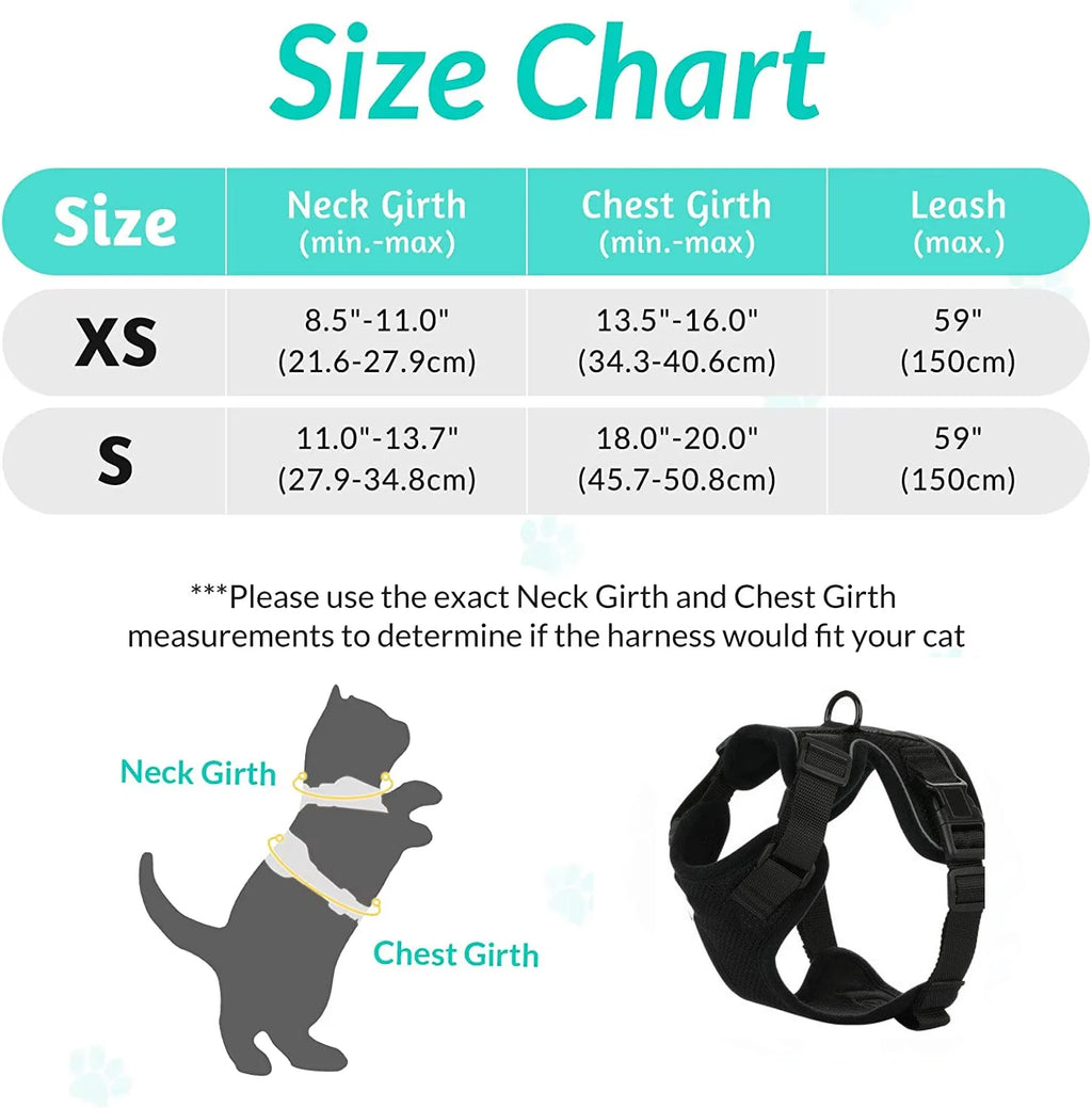 Adjustable Cat Harness and Leash Set for Small Pets