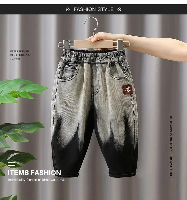 Casual Baby Boy Jeans for 4-6 Years with Elastic Waist