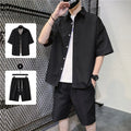 Men's Black Tracksuit Two-Piece Set for Summer Shopping