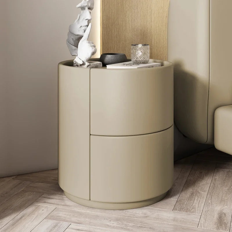 Modern Minimalist Solid Wood Nightstand with Two Drawers