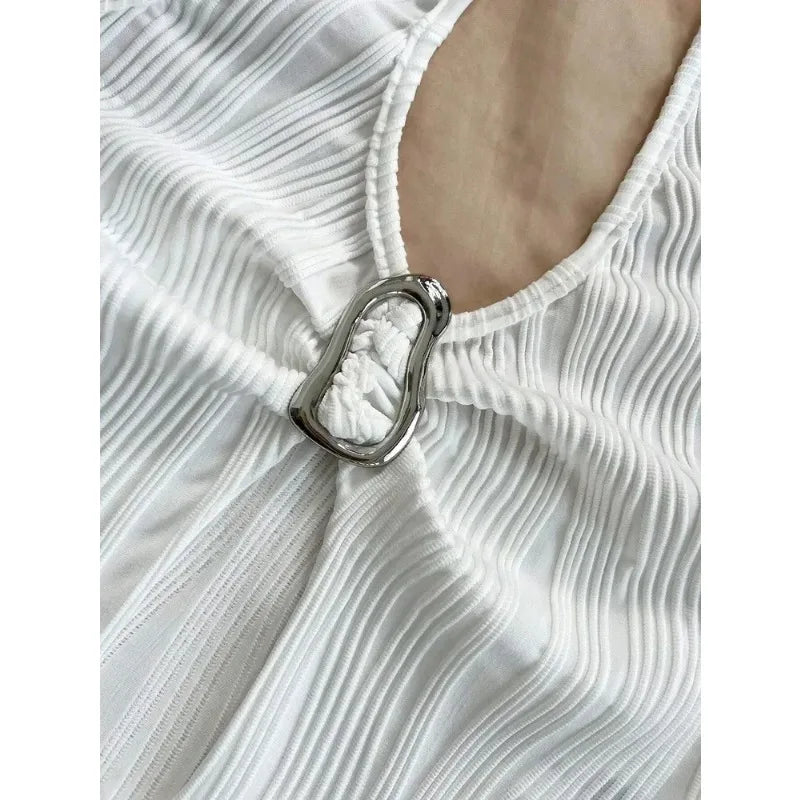 Women's Sexy V-neck Halter Neck Crop Top in Solid Colors