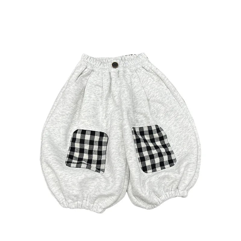 Boys' Casual Harem Pants in Plaid for Autumn Wear