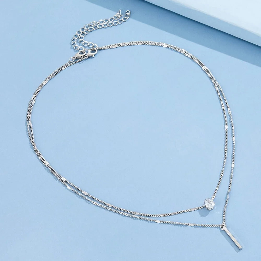 Trendy Heart Zircon Pendant Necklace for Women Party Wear