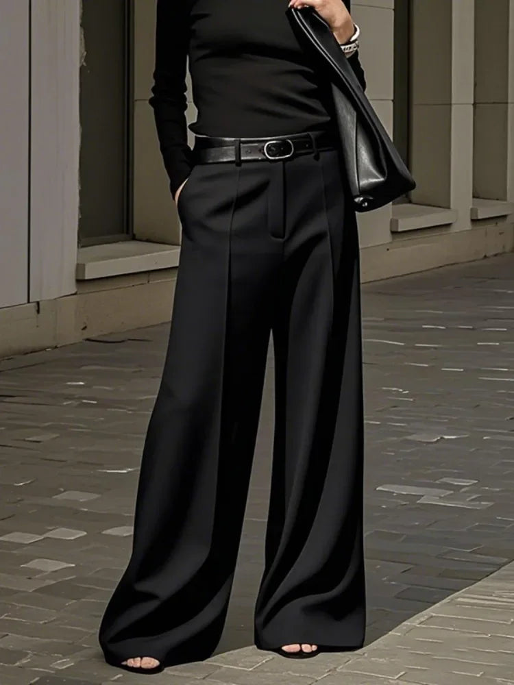 UOOZEE Women's High Waist Wide Leg Pants in Solid Color