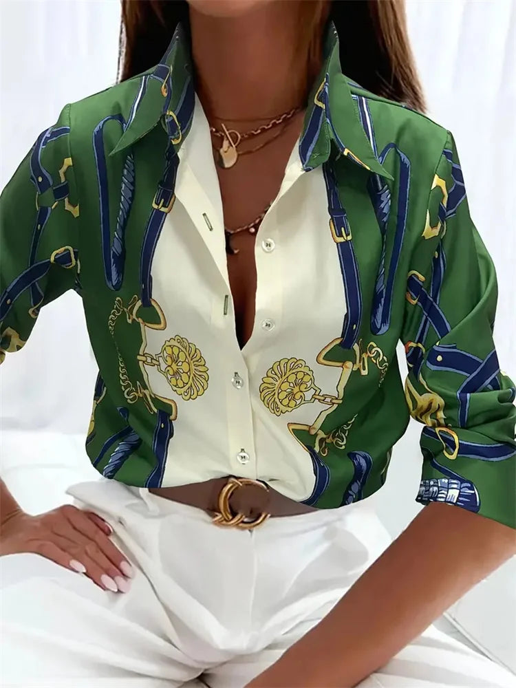 Women's Floral Printed Office Shirt for Autumn 2024